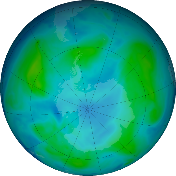 Antarctic ozone map for 17 February 2018